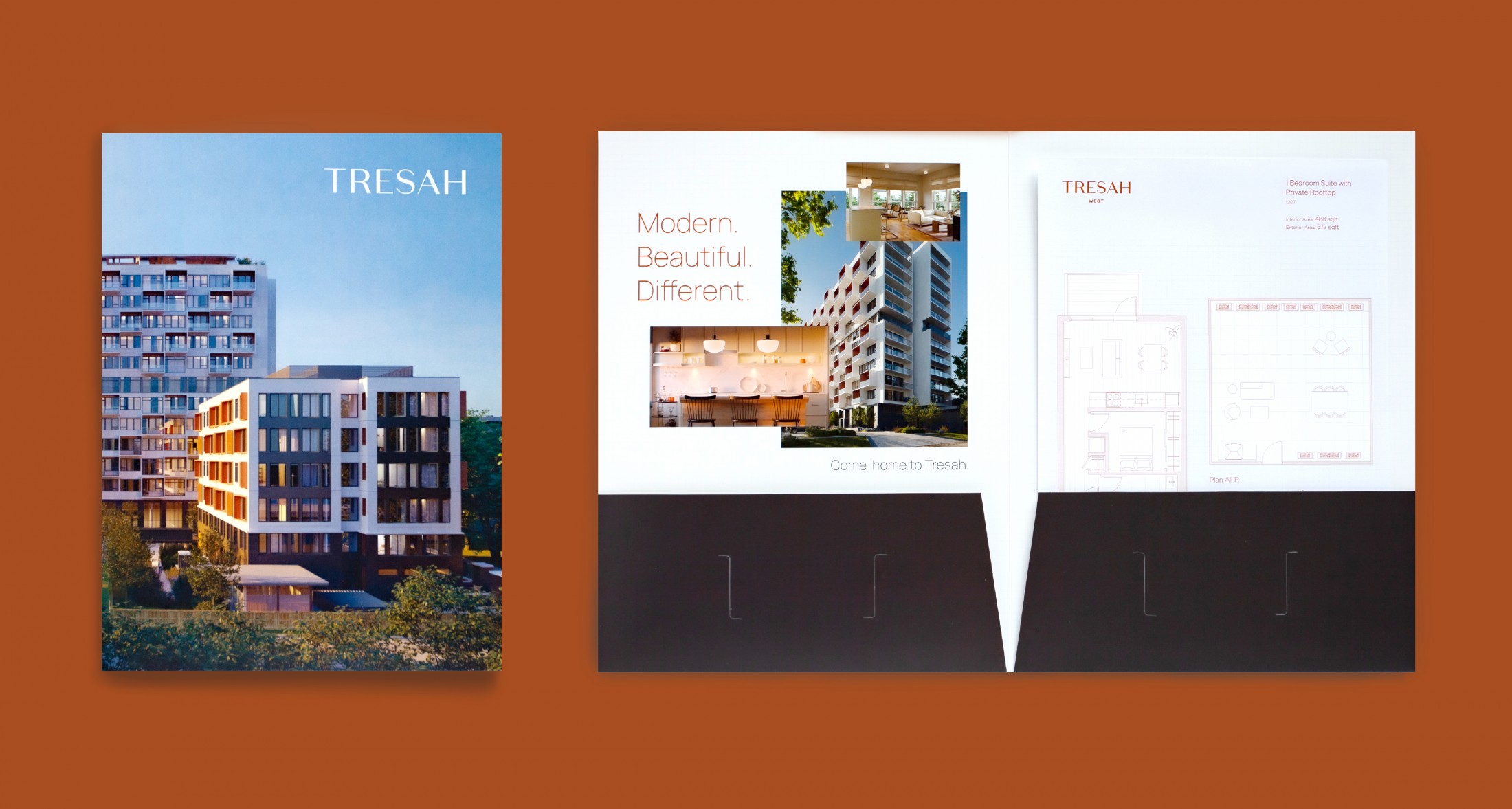 Branding and design by Array Ad Agency in Nanaimo, BC. | Mockups of custom branded presentation folders.