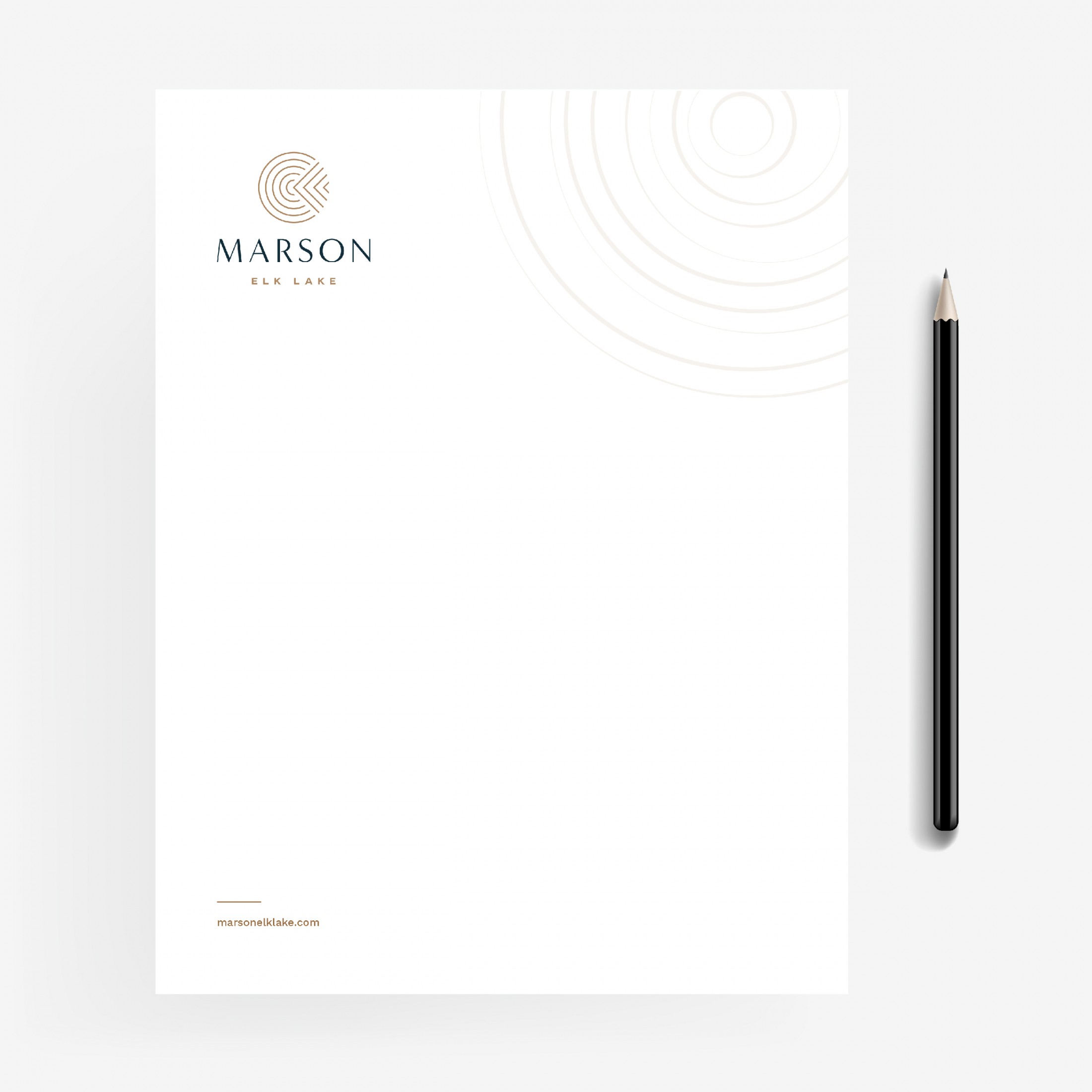 Marson Elk Lake branded stationary and pen.