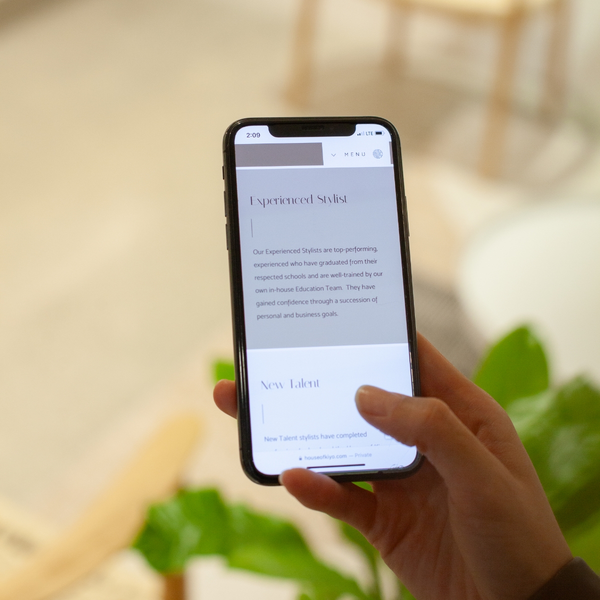 Responsive website design on mobile for House of Kiyo with clean, modern visuals. Website designed and developed by Array.