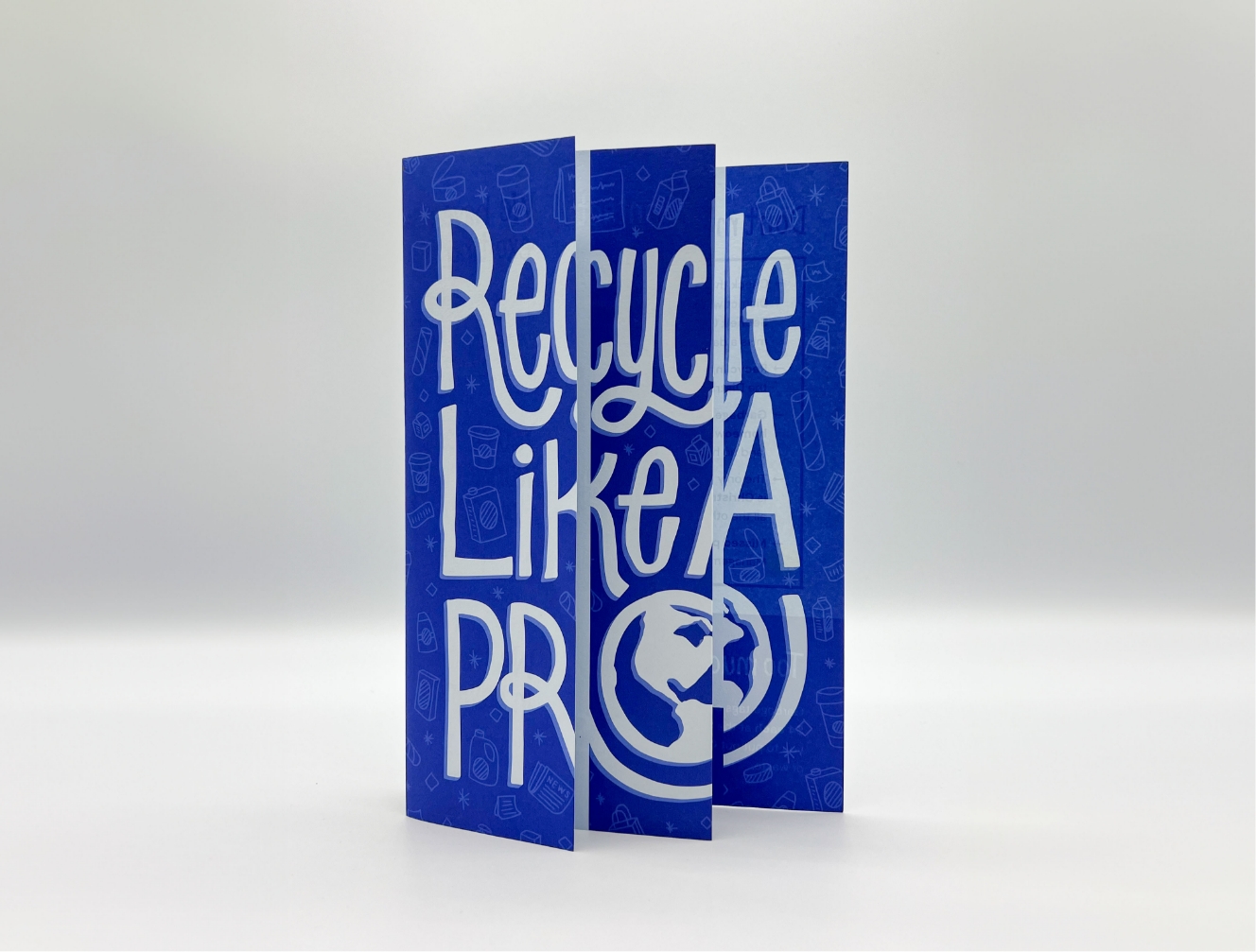 The front cover of a tri-fold brochure promoting recycling in Sechelt, featuring large, playful typography, 