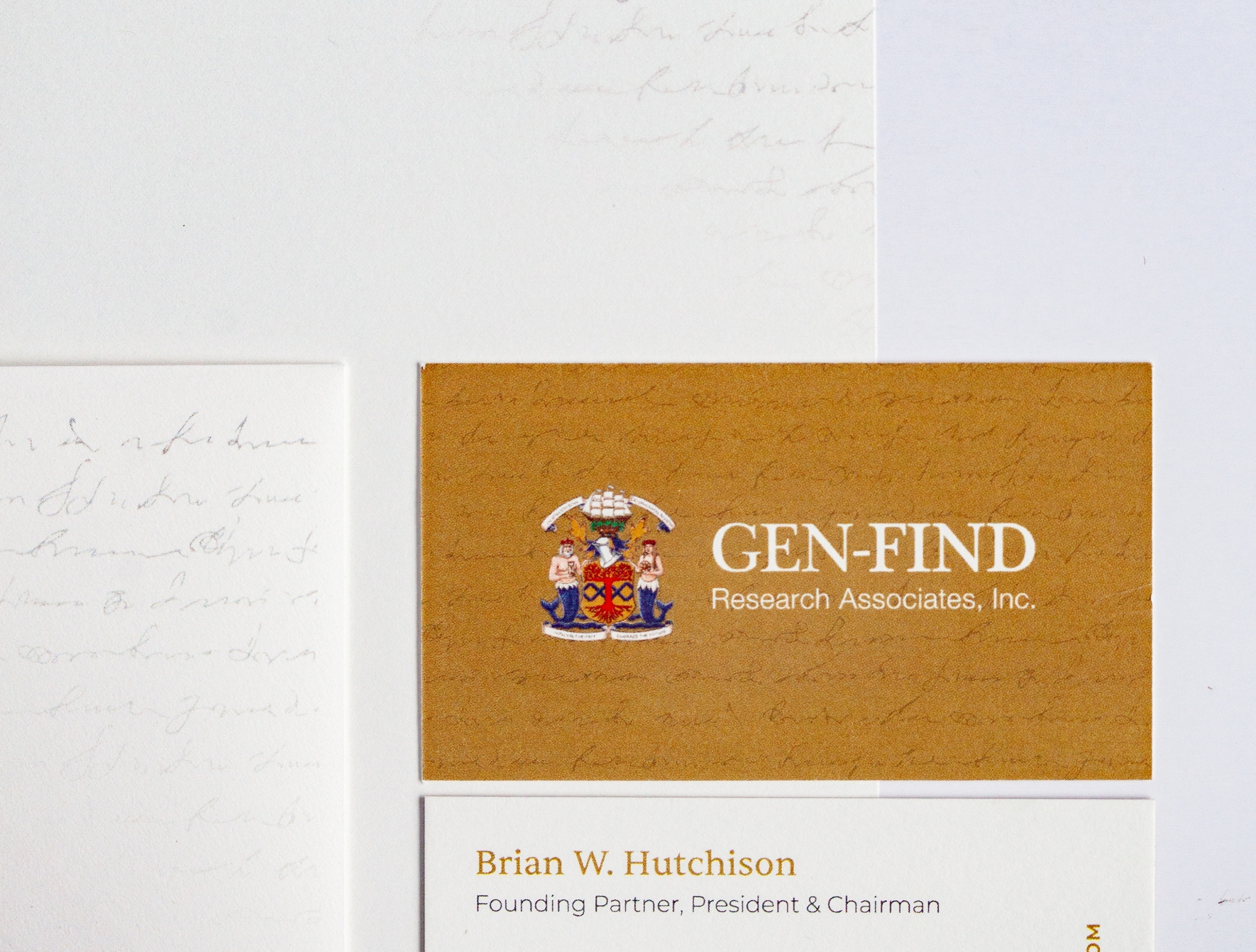 Business card for GEN-FIND designed by Array.