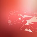 A stylized illustration of an IT superhero figure flying across a gradient red background.