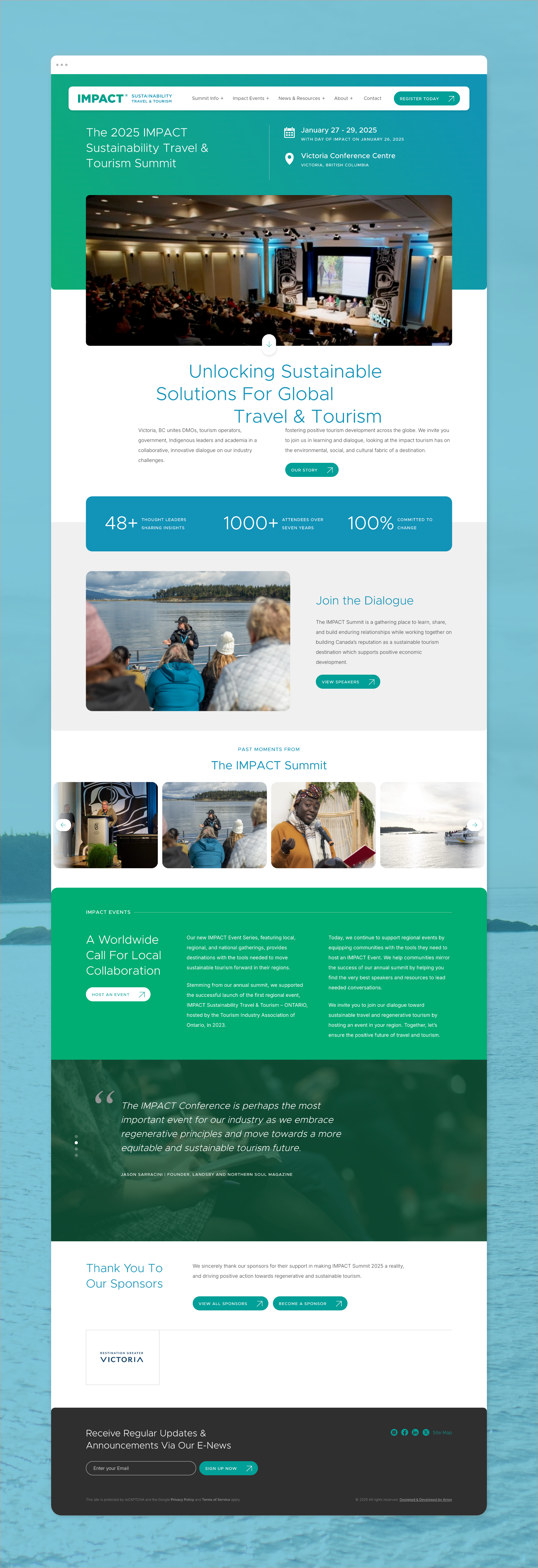 IMPACT's homepage, showcasing conference information, and a user-friendly green website design.